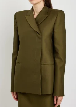 Silvannah double-breasted wool and silk-blend blazer