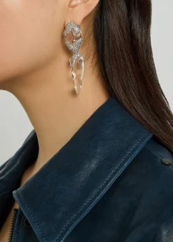 Silverlake Lucite pavé rhodium-plated drop earrings