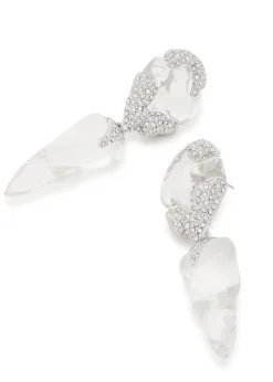 Silverlake Lucite pavé rhodium-plated drop earrings