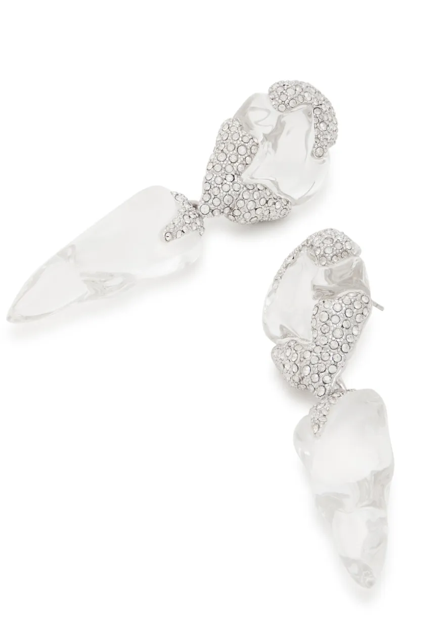Silverlake Lucite pavé rhodium-plated drop earrings