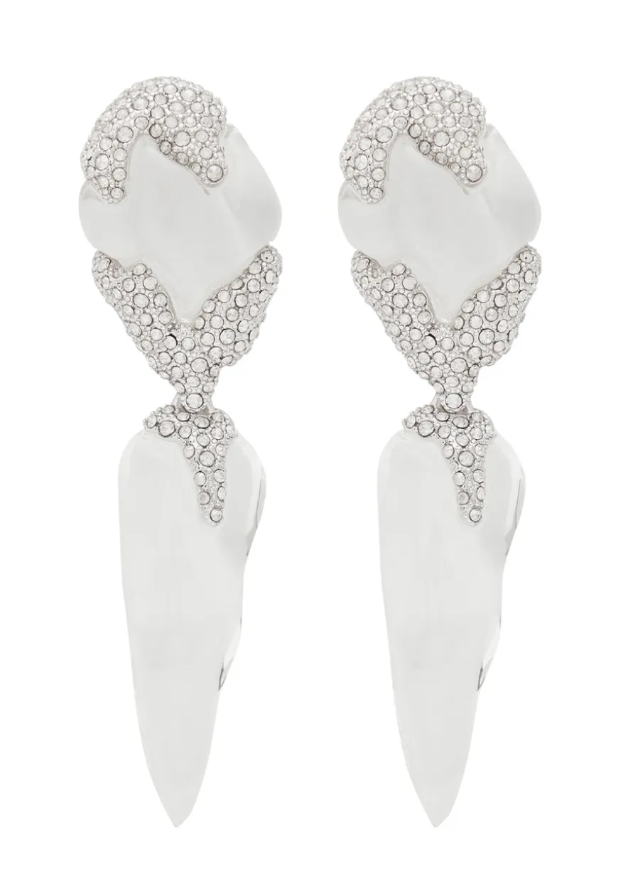 Silverlake Lucite pavé rhodium-plated drop earrings
