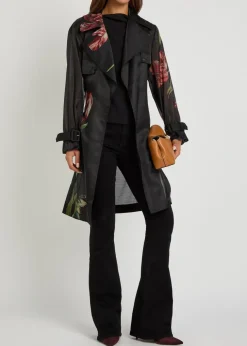 Silvia floral-print organza trench coat