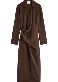Simone draped midi shirt dress