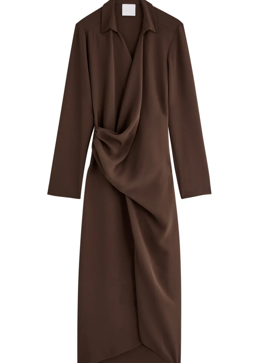 Simone draped midi shirt dress