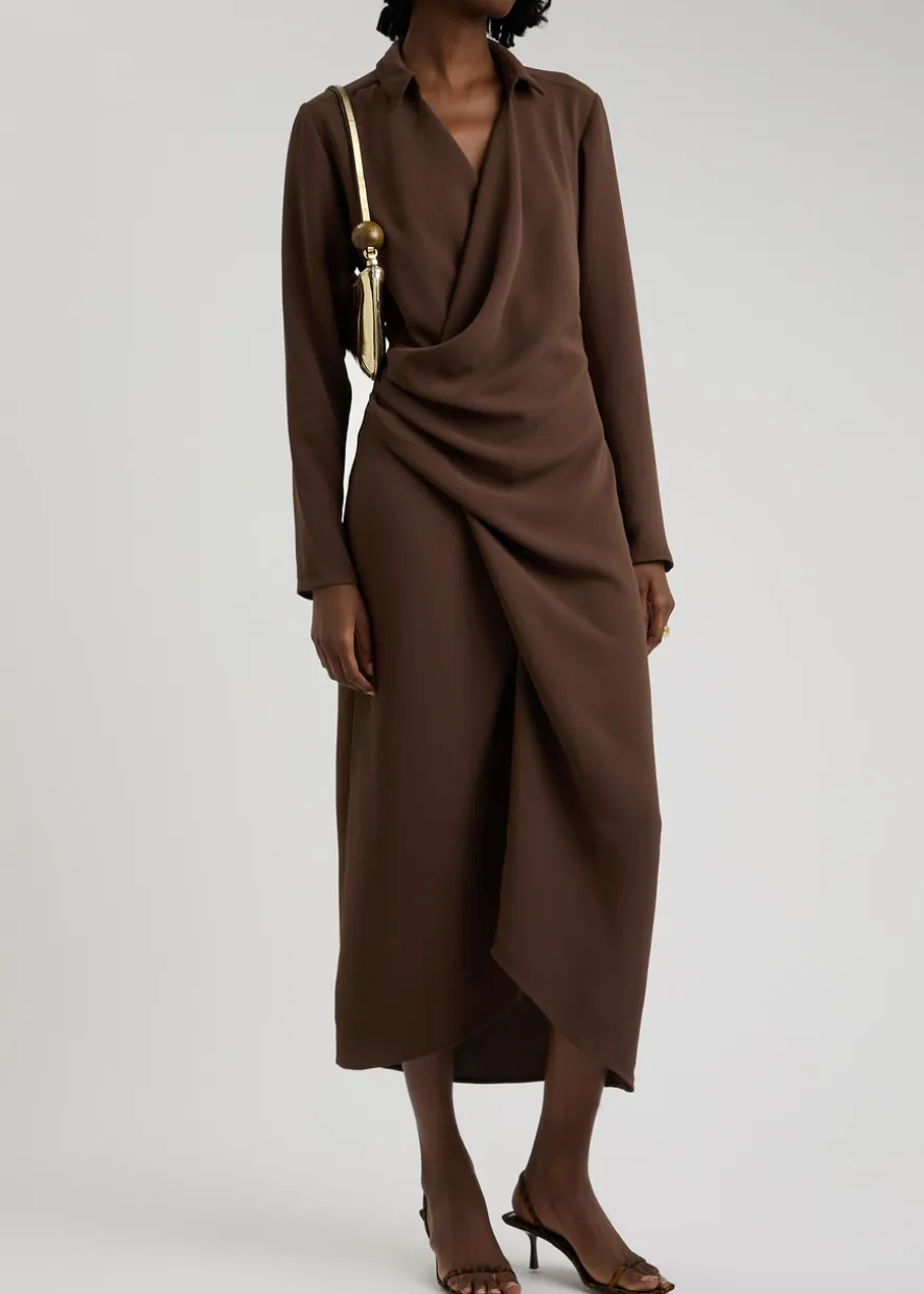 Simone draped midi shirt dress