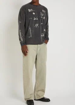 Sketch printed long sleeve cotton T-shirt