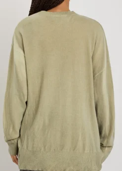 Slant distressed effect wool jumper