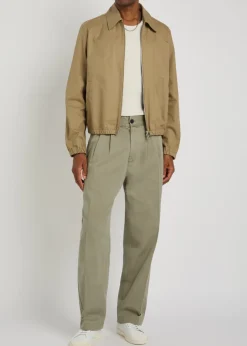 Slater pleated straight-leg cotton trousers