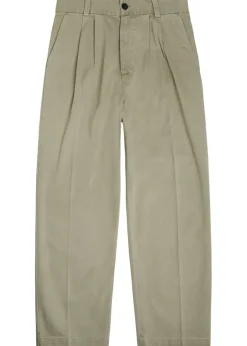 Slater pleated straight-leg cotton trousers