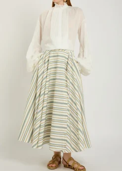 Slava embroidered balloon sleeve cotton shirt