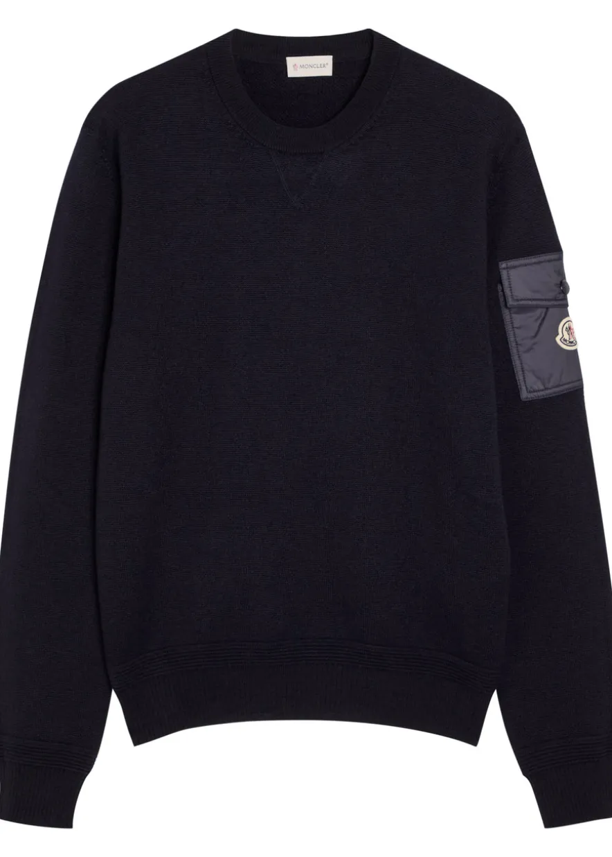 Sleeve-pocket wool jumper