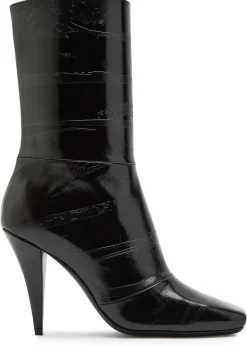 Sliced 95 glossed leather ankle boots