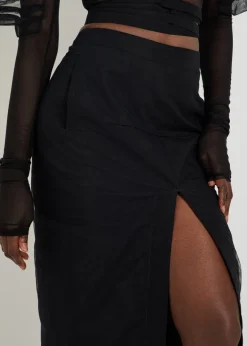 Sliced tulle midi skirt