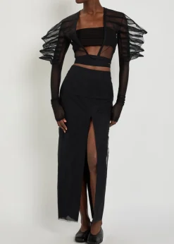 Sliced tulle midi skirt