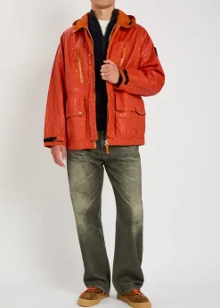 Slick hooded nylon-tela jacket