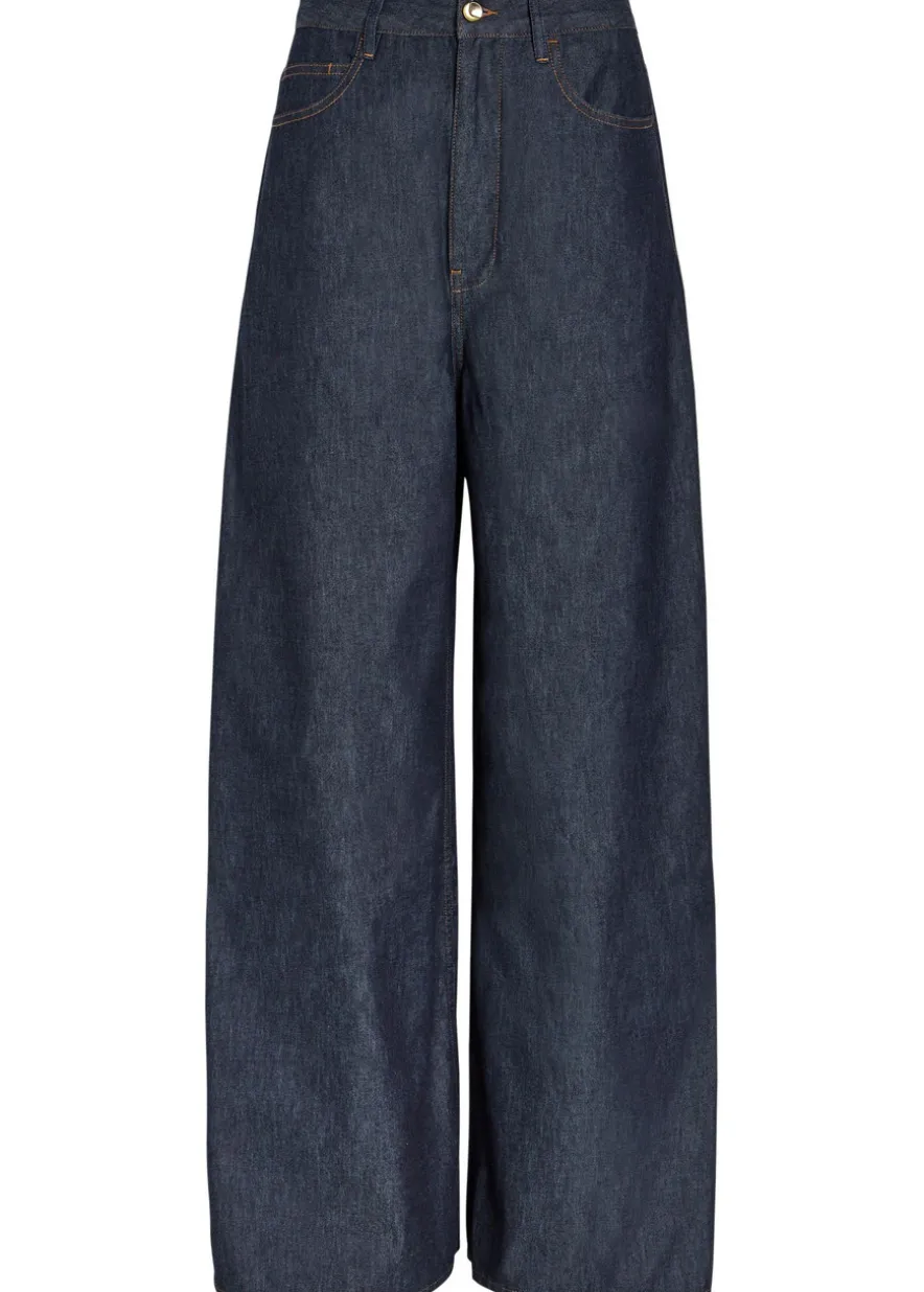 Slick wide-leg denim jeans