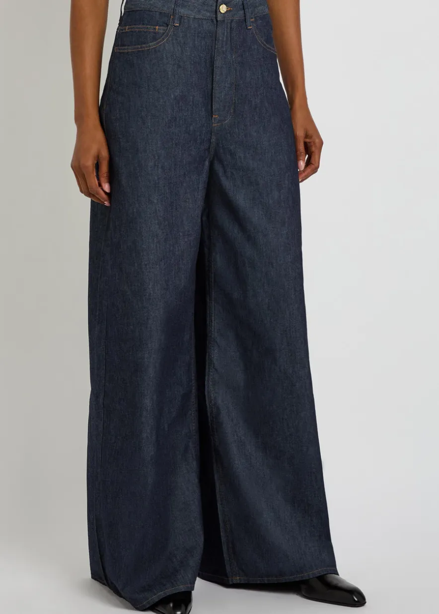 Slick wide-leg denim jeans