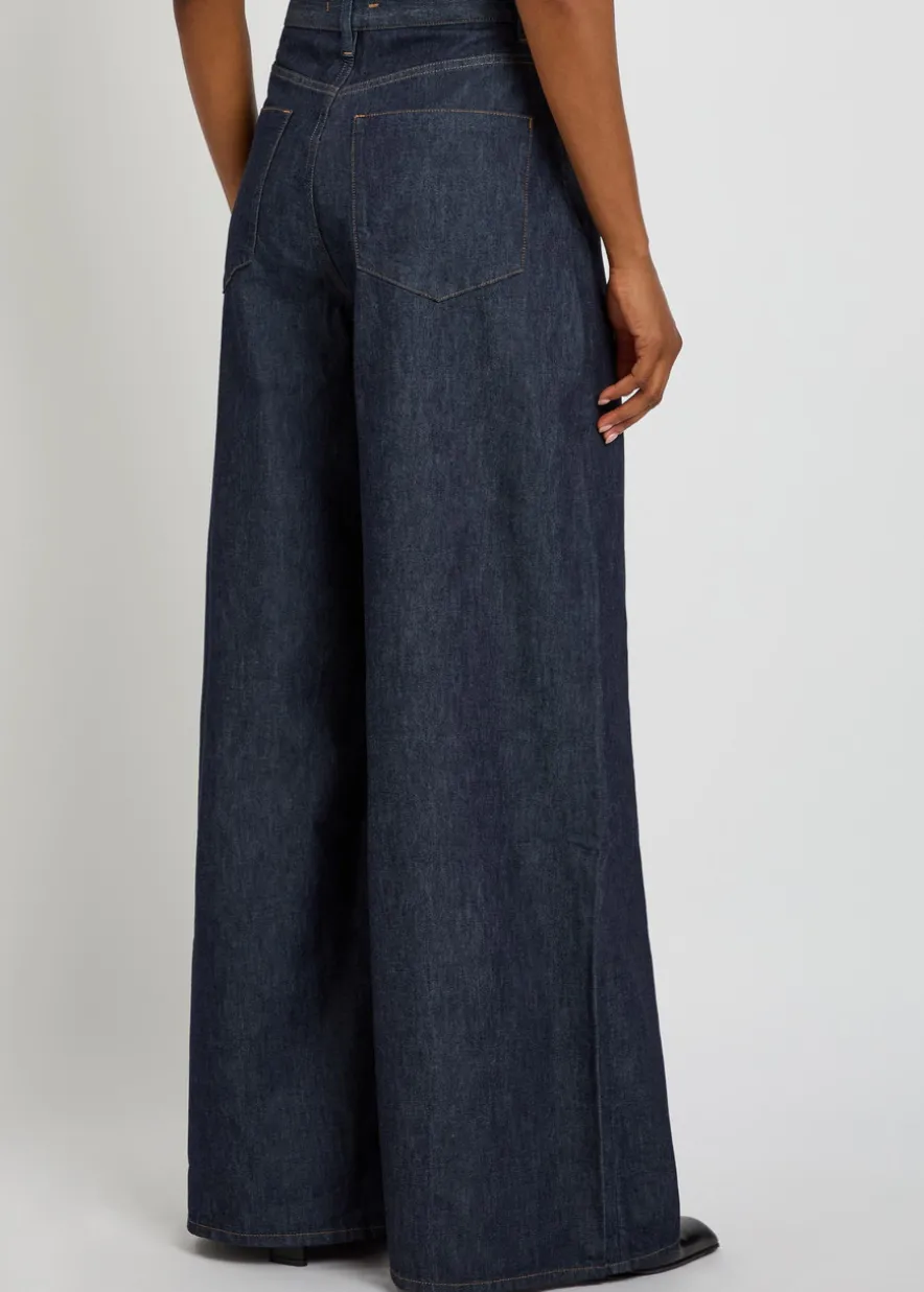Slick wide-leg denim jeans
