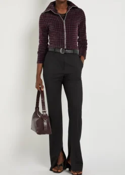 Slim checked cotton-blend top