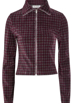 Slim checked cotton-blend top