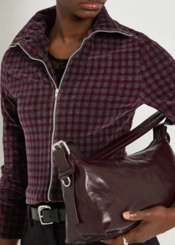 Slim checked cotton-blend top