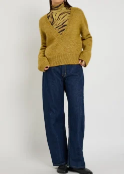 Slim Lasso structured barrel-leg jeans