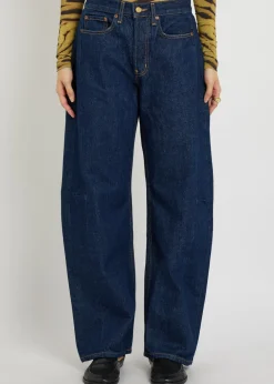 Slim Lasso structured barrel-leg jeans