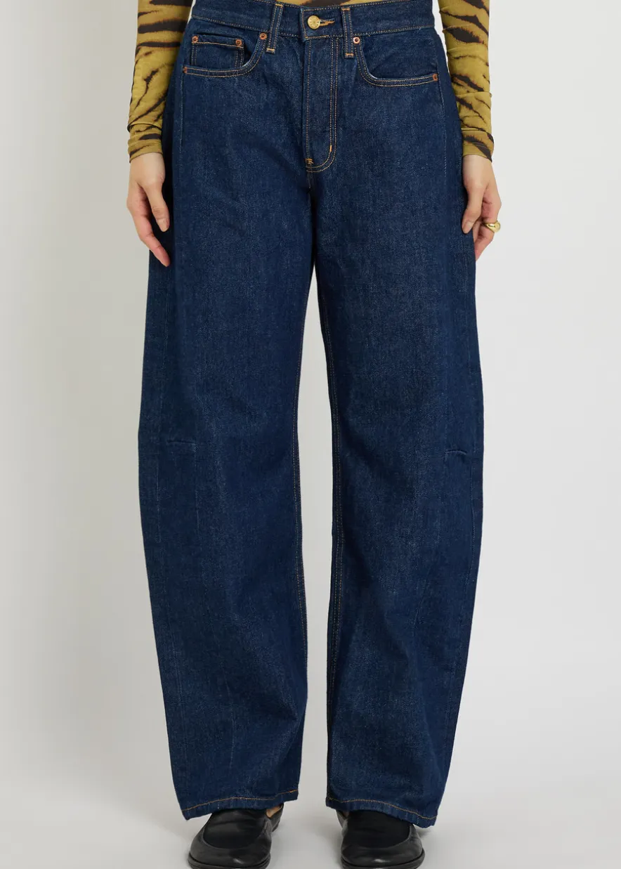 Slim Lasso structured barrel-leg jeans