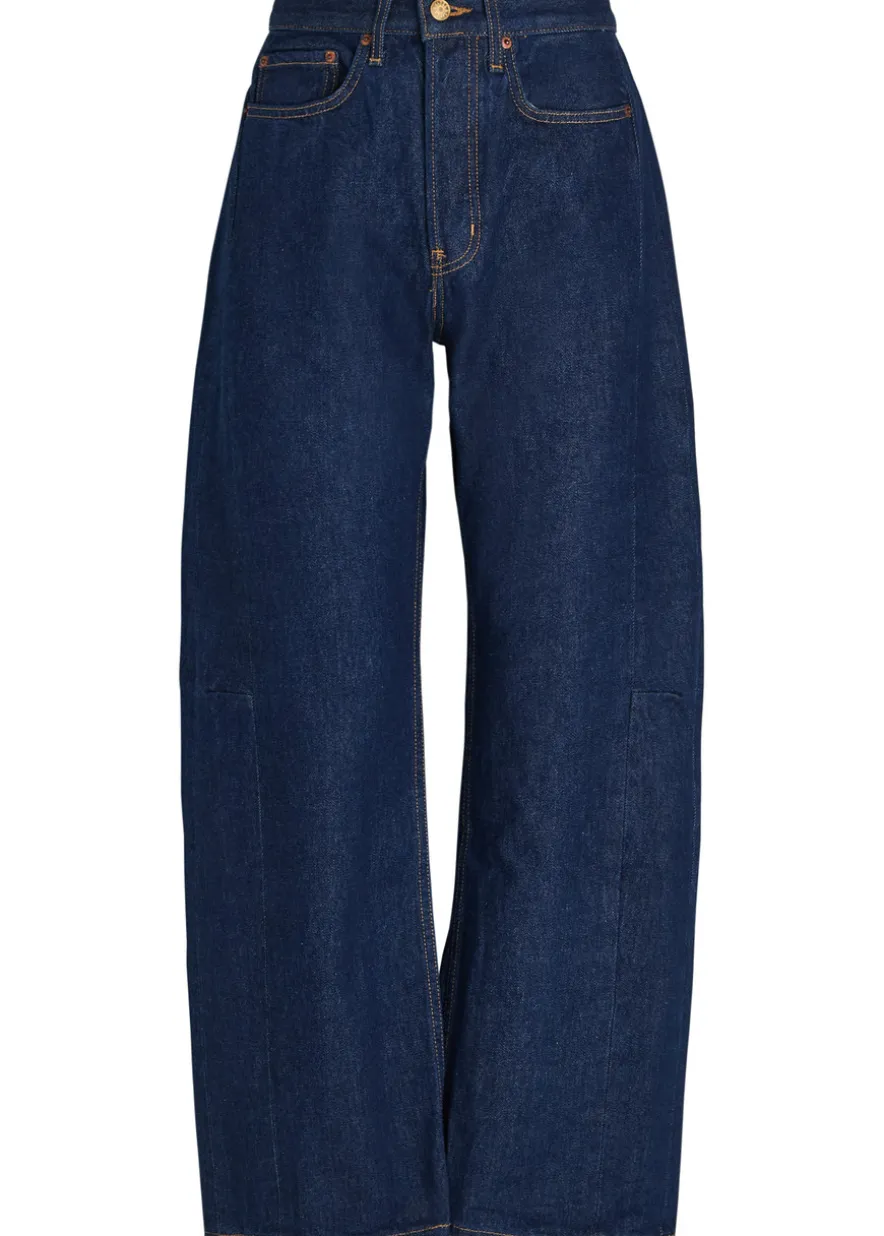 Slim Lasso structured barrel-leg jeans