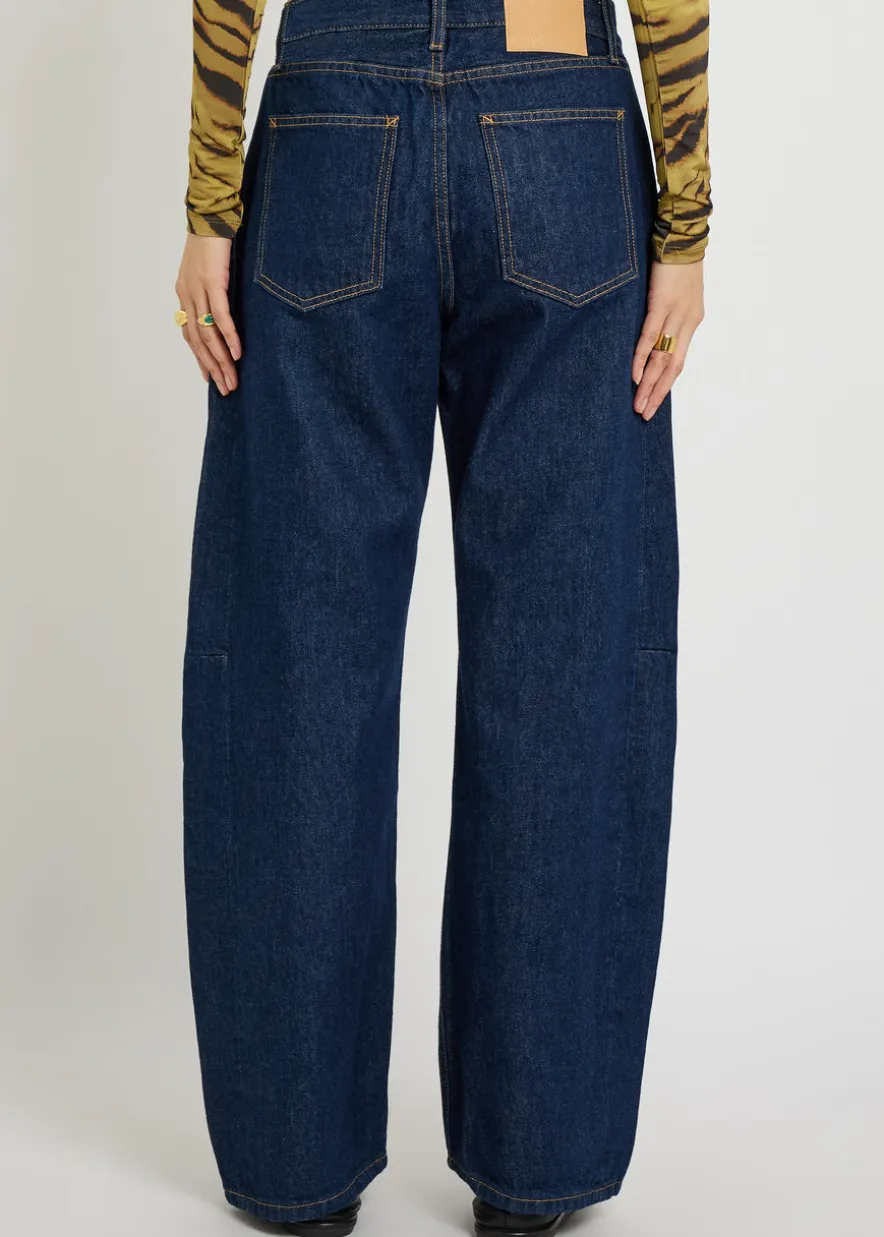 Slim Lasso structured barrel-leg jeans