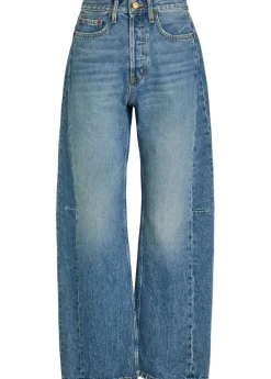 Slim Lasso structured barrel-leg jeans