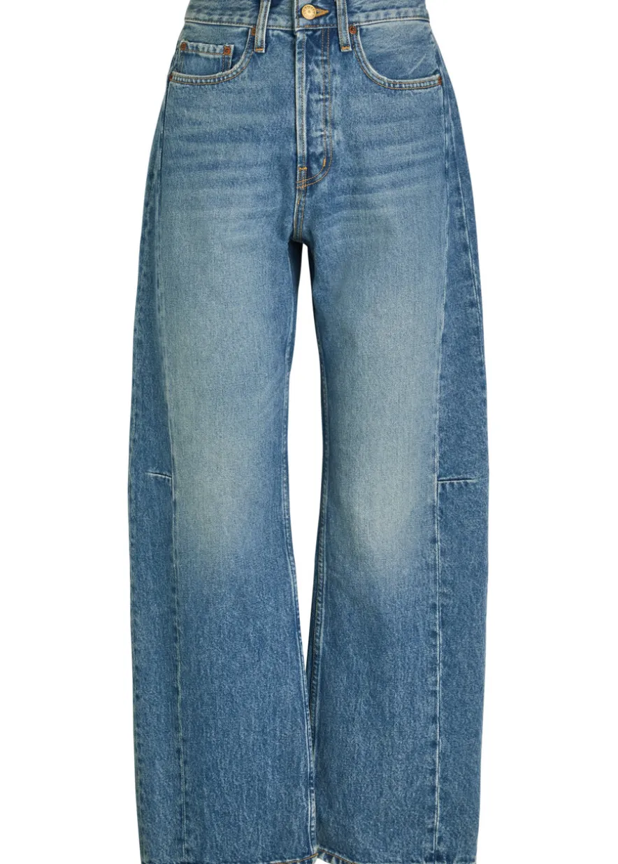 Slim Lasso structured barrel-leg jeans