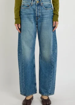 Slim Lasso structured barrel-leg jeans