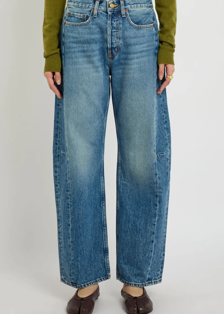 Slim Lasso structured barrel-leg jeans