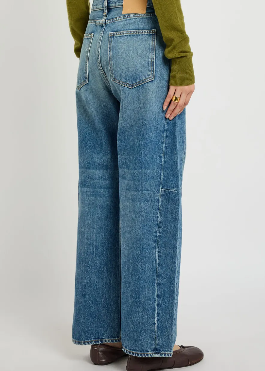 Slim Lasso structured barrel-leg jeans