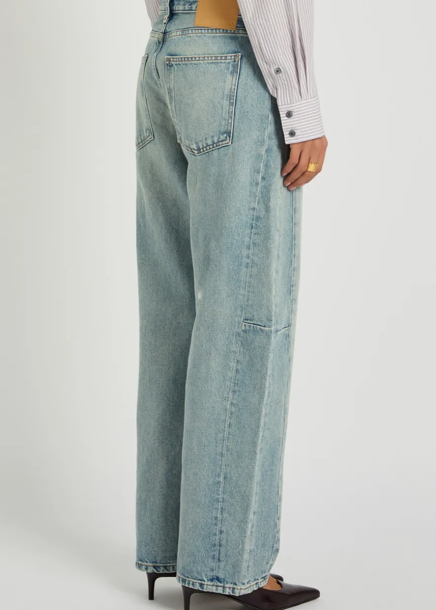 Slim Lasso structured barrel-leg jeans