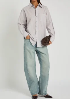 Slim Lasso structured barrel-leg jeans