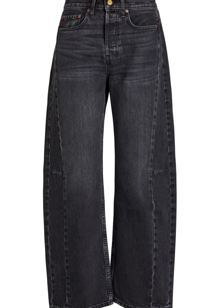 Slim Lasso structured barrel-leg jeans