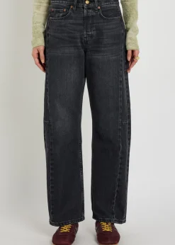 Slim Lasso structured barrel-leg jeans