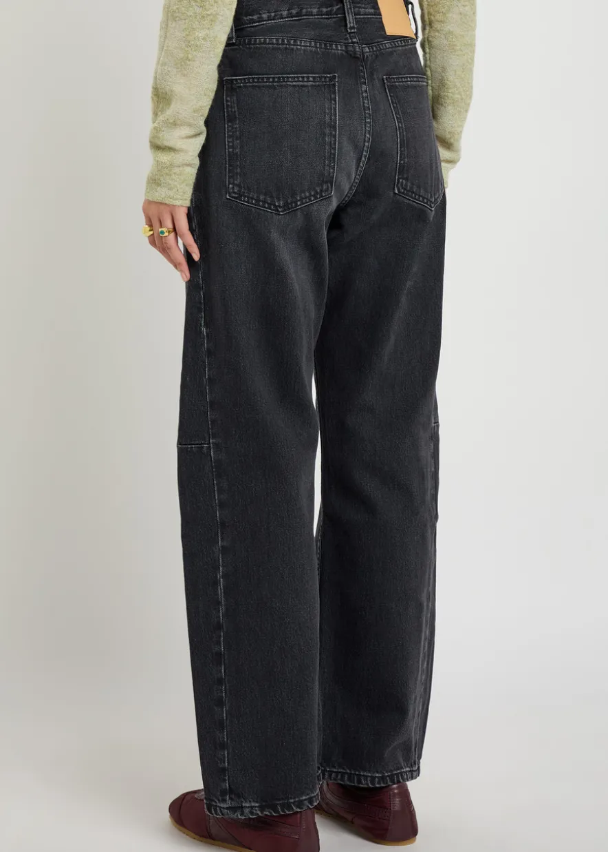 Slim Lasso structured barrel-leg jeans