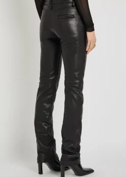 Slim-leg leather trousers