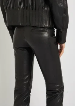 Slim-leg leather trousers