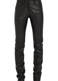 Slim-leg leather trousers