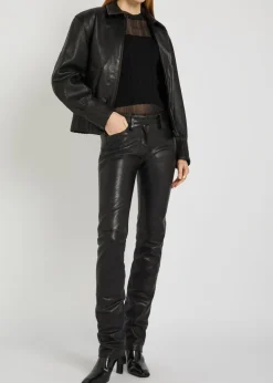 Slim-leg leather trousers