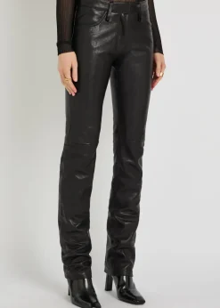 Slim-leg leather trousers