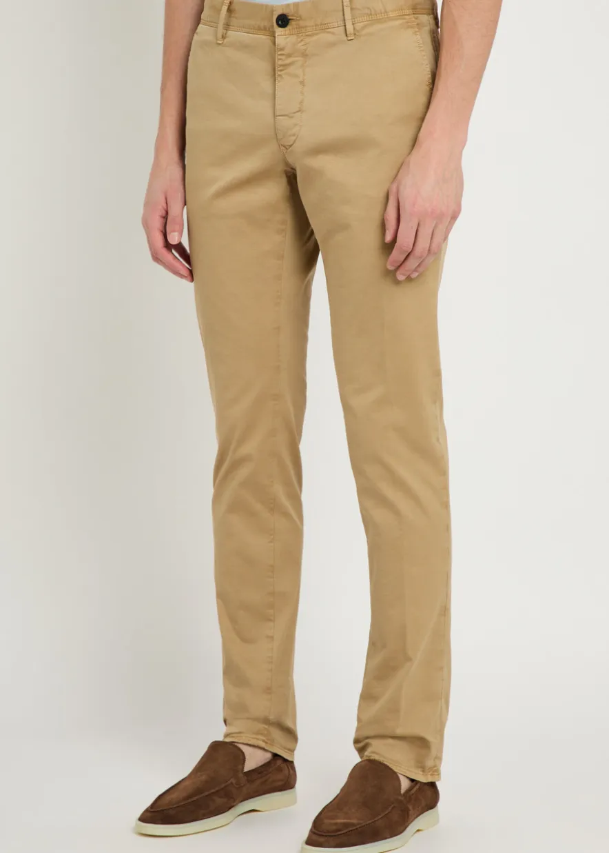 Slim-leg stretch-cotton trousers