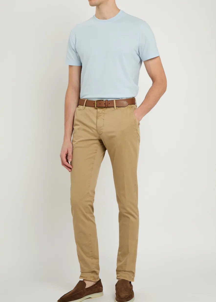 Slim-leg stretch-cotton trousers