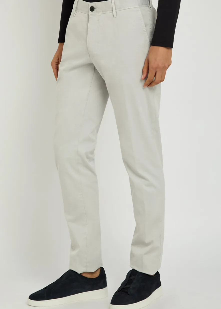 Slim-leg stretch-cotton trousers