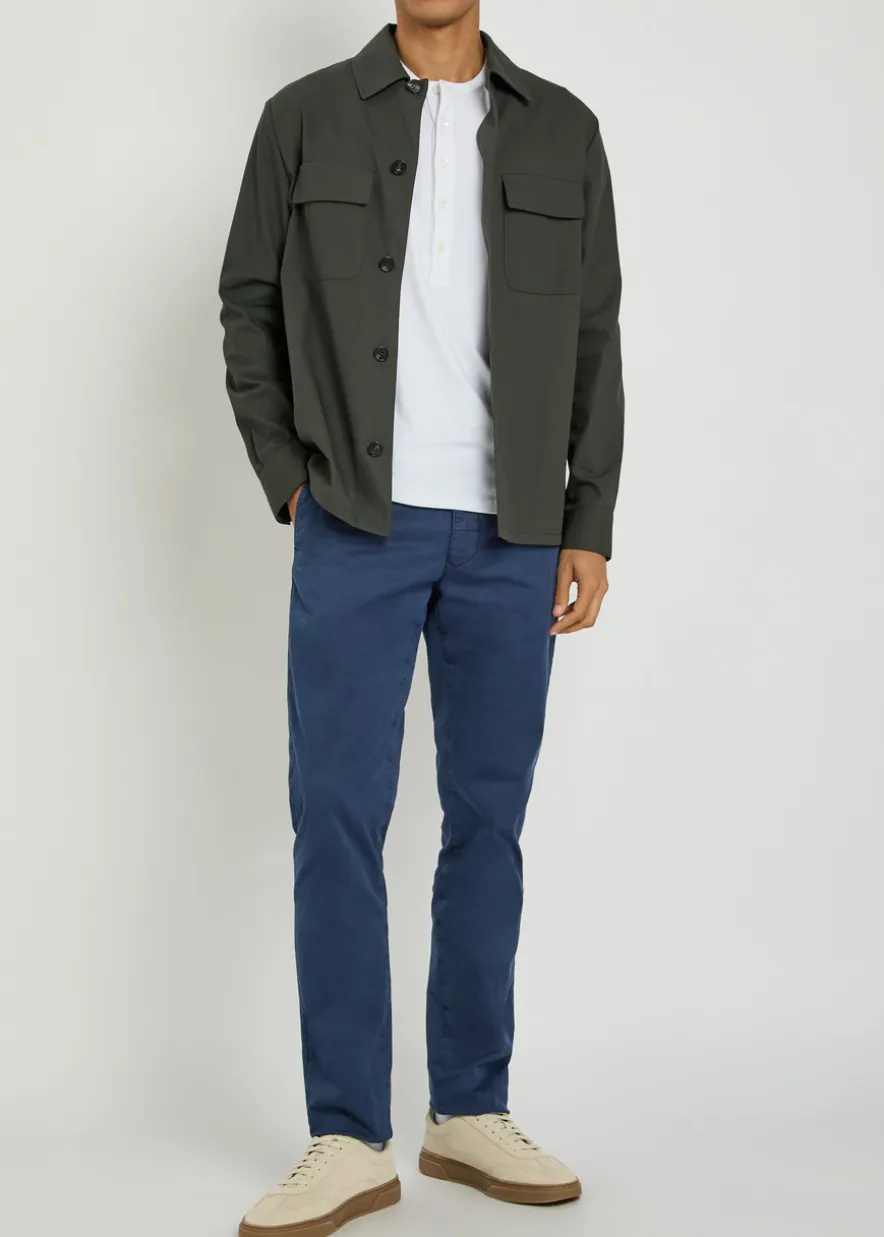 Slim-leg stretch-cotton trousers