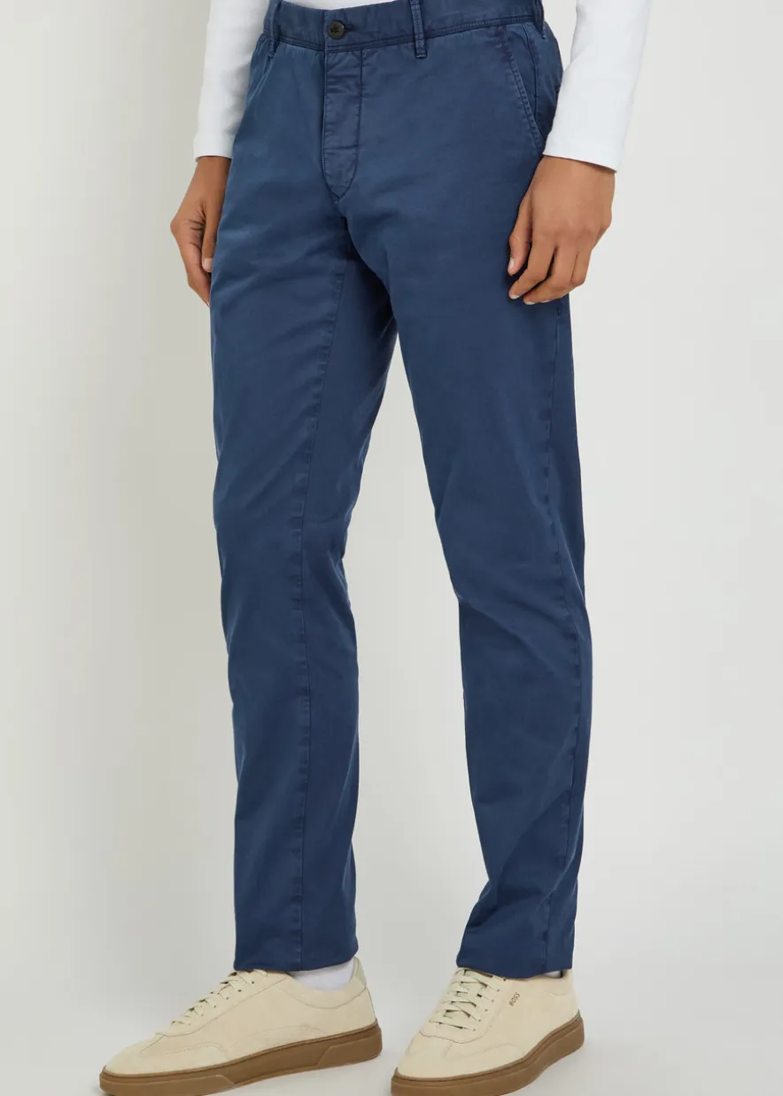 Slim-leg stretch-cotton trousers
